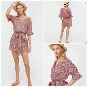 J. Crew Belted Shorts Romper Red Yellow Liberty® Betsy Ann Floral Cotton Small